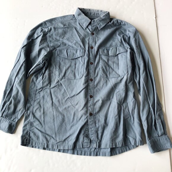 SIMMS Blue Long Sleeve Button Up Cotton Shirt Mens Large - Picture 1 of 9